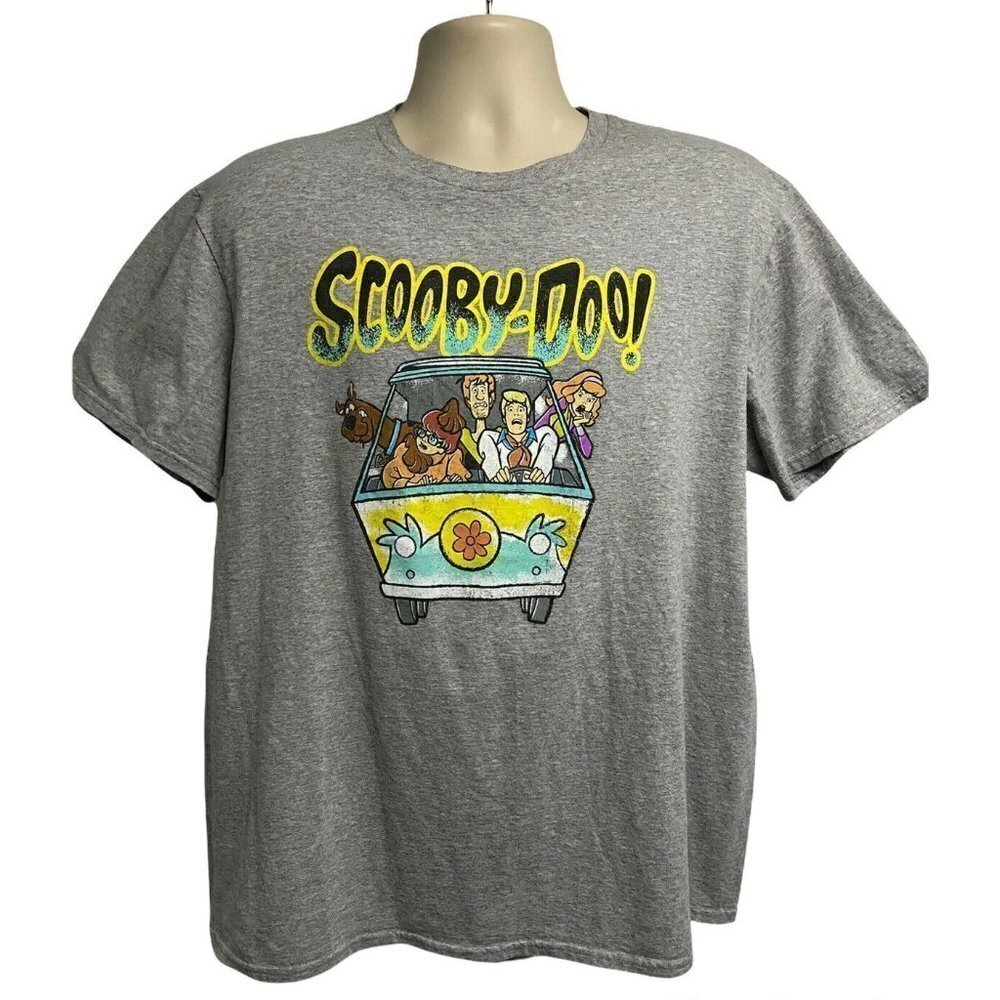 Scooby Doo Mystery Machine Gray Graphic SS T-Shirt XL Stretch Cotton Cartoon TV